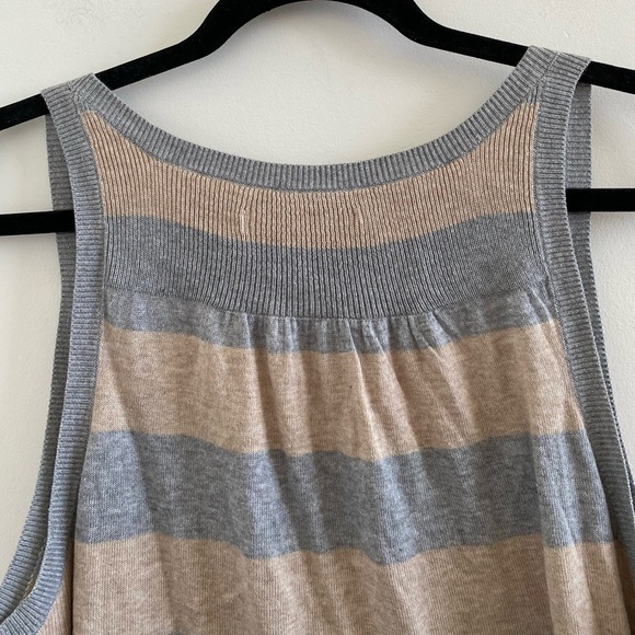 Old Navy Grey & Tan Knit Striped Sleeveless Cardigan Sweater Size L New W/O Tag - Picture 7 of 7